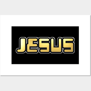 Shiny black and Gold JESUS word ver10 Posters and Art